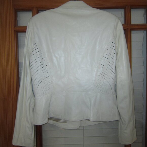 Per Se White Leather Blazer Jacket Women's 12 - Picture 2 of 12